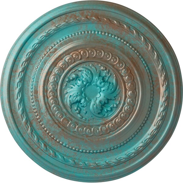 Ekena Millwork Pearl Ceiling Medallion (Fits Canopies up to 1 7/8"), 26 1/4"OD x 1 1/2"P, Copper Green Patina CM26PECGS - main